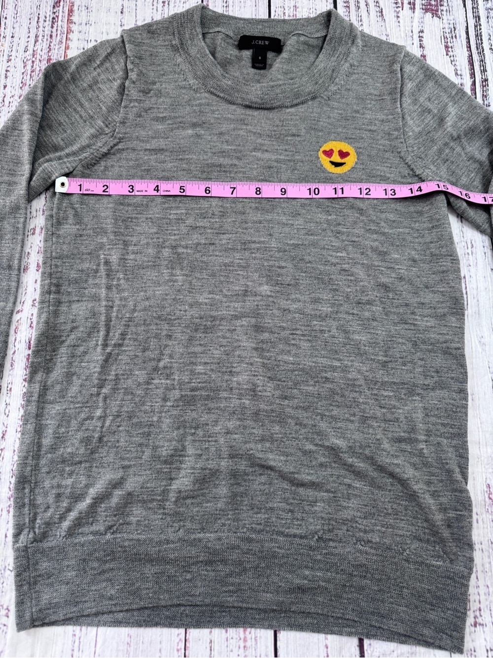 J. Crew Merino Wool Tippi Emoji
Sweater Gray Small EUC - Picture 8 of 9
